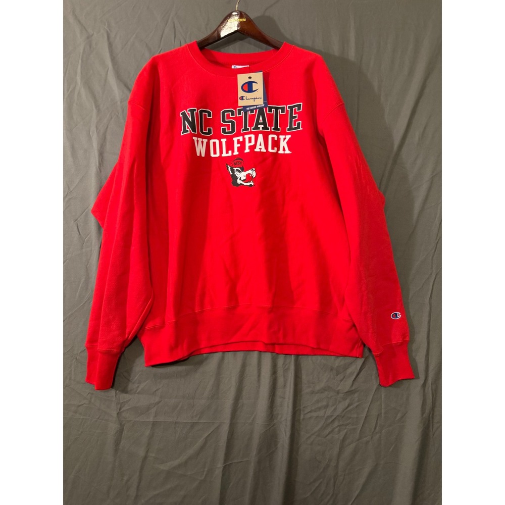 New Champion Reverse Weave NC State Wolfpack Sweatshirt Red Mens 2XL NWT